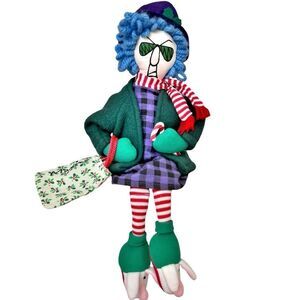 Hallmark Shoebox Vintage Crabby Maxine Sitting Christmas Doll Bag Scarf Slippers